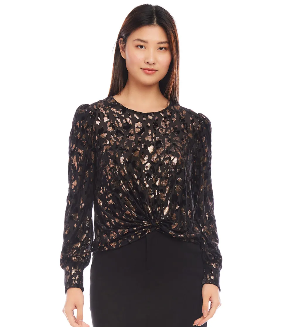 Puff Sleeve Velvet Burnout Top