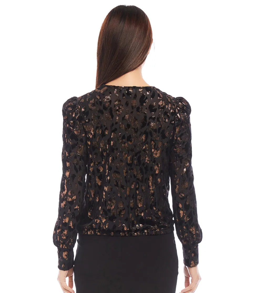 Puff Sleeve Velvet Burnout Top