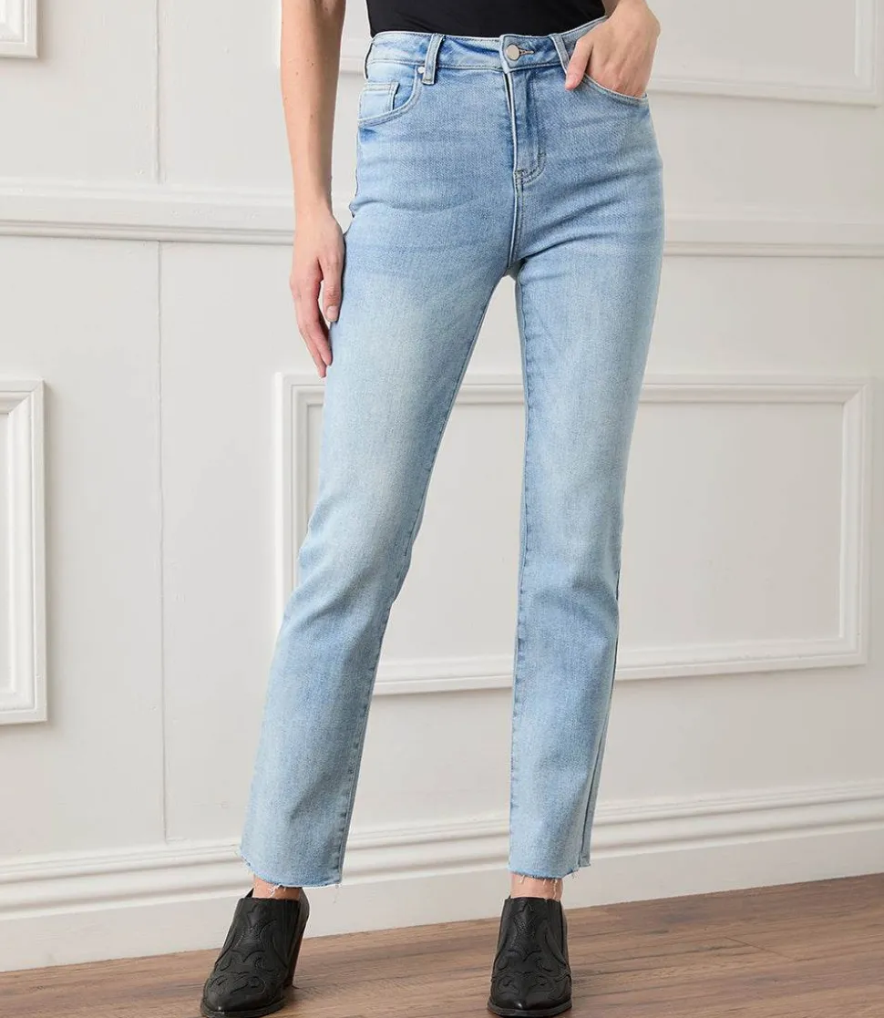 Raw Hem Straight Jeans