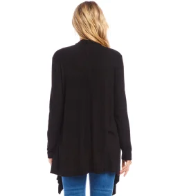 Ribbed Drape Front Cardigan