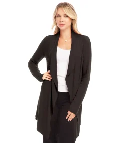 Ribbed Drape Front Cardigan