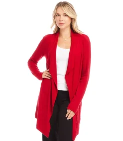 Ribbed Drape Front Cardigan