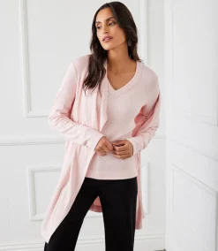 Ribbed Drape Front Cardigan