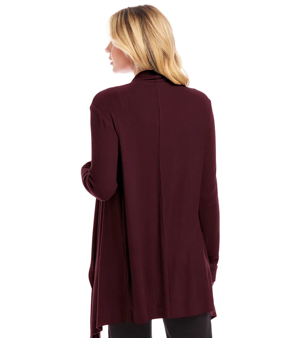 Ribbed Drape Front Cardigan