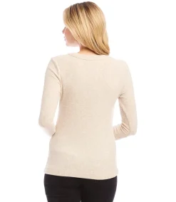 Ribbed Long Sleeve V-neck Top