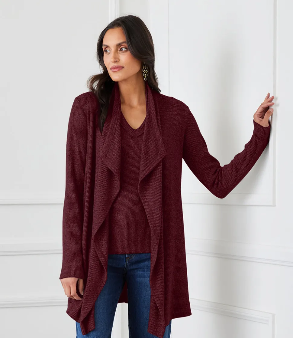 Ribbed Long Sleeve V-neck Top