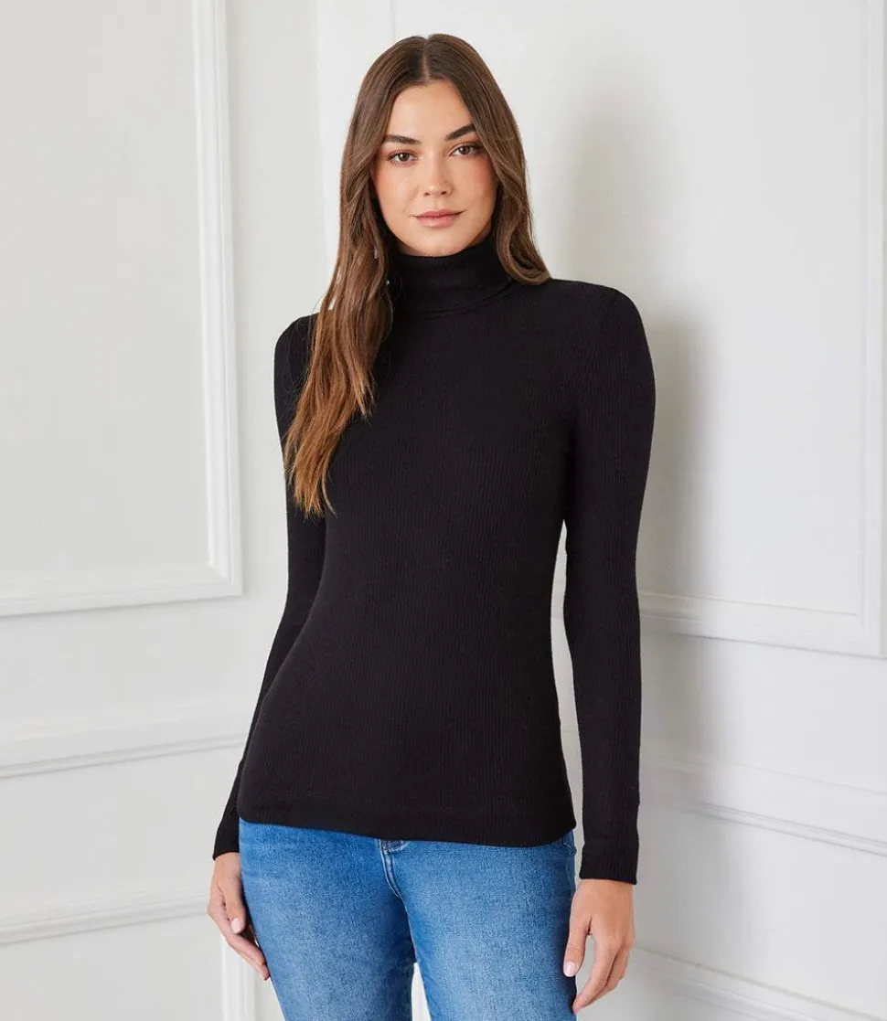 Ribbed Turtleneck Top