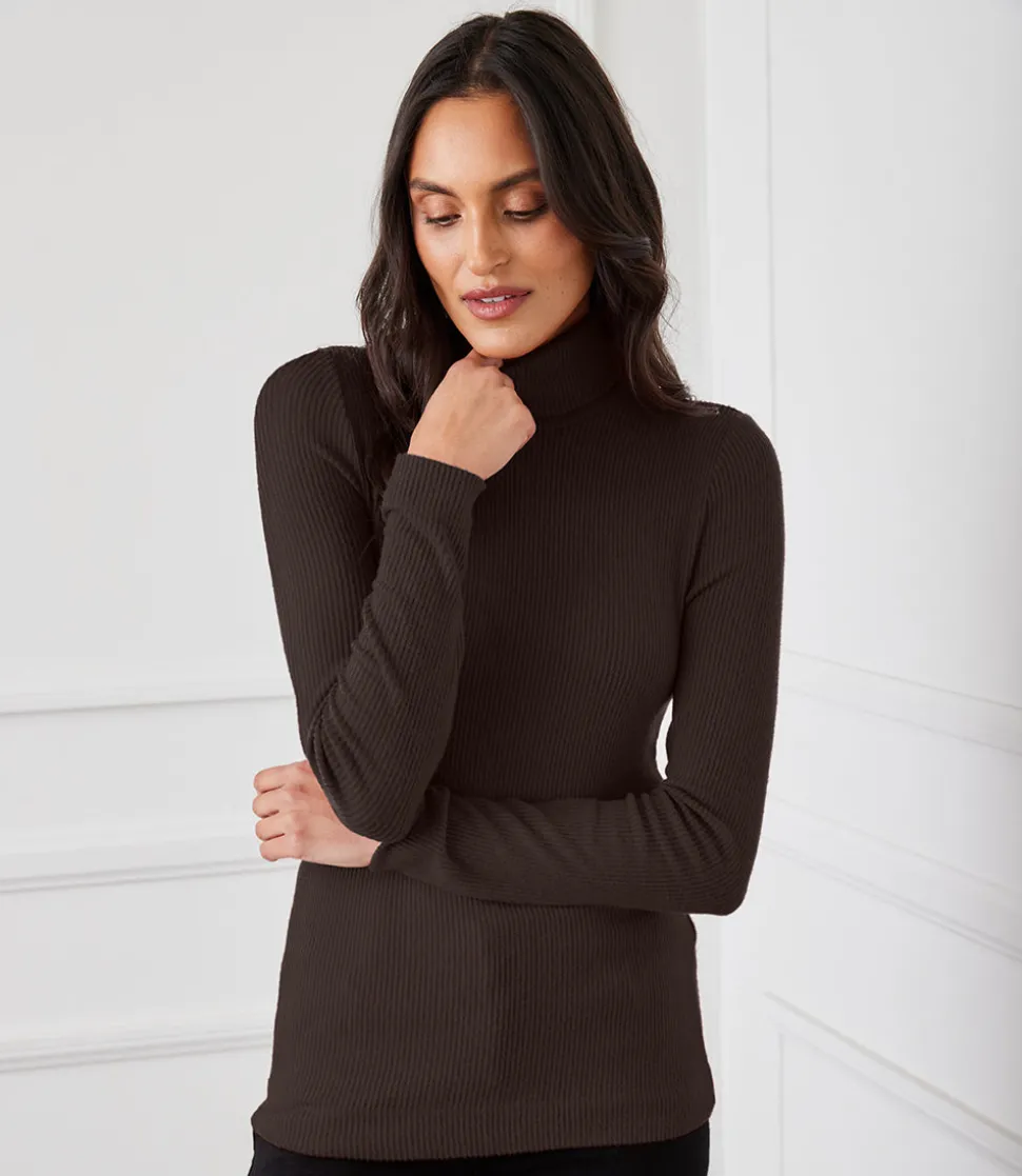 Ribbed Turtleneck Top