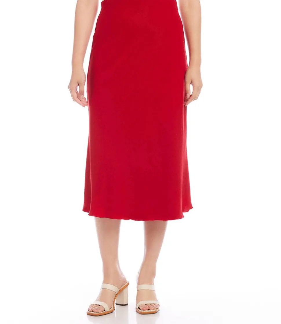 Satin Bias Cut Midi Skirt