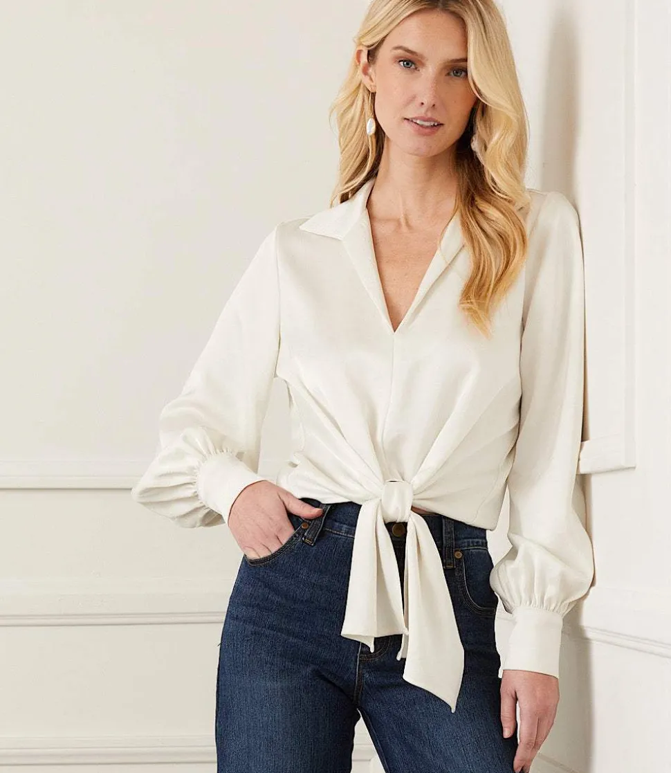 Satin Tie Front Top