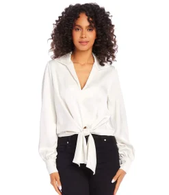 Satin Tie Front Top