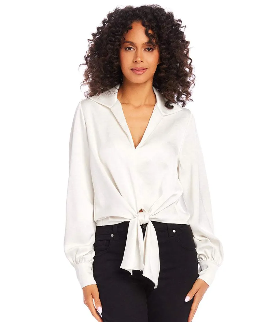 Satin Tie Front Top