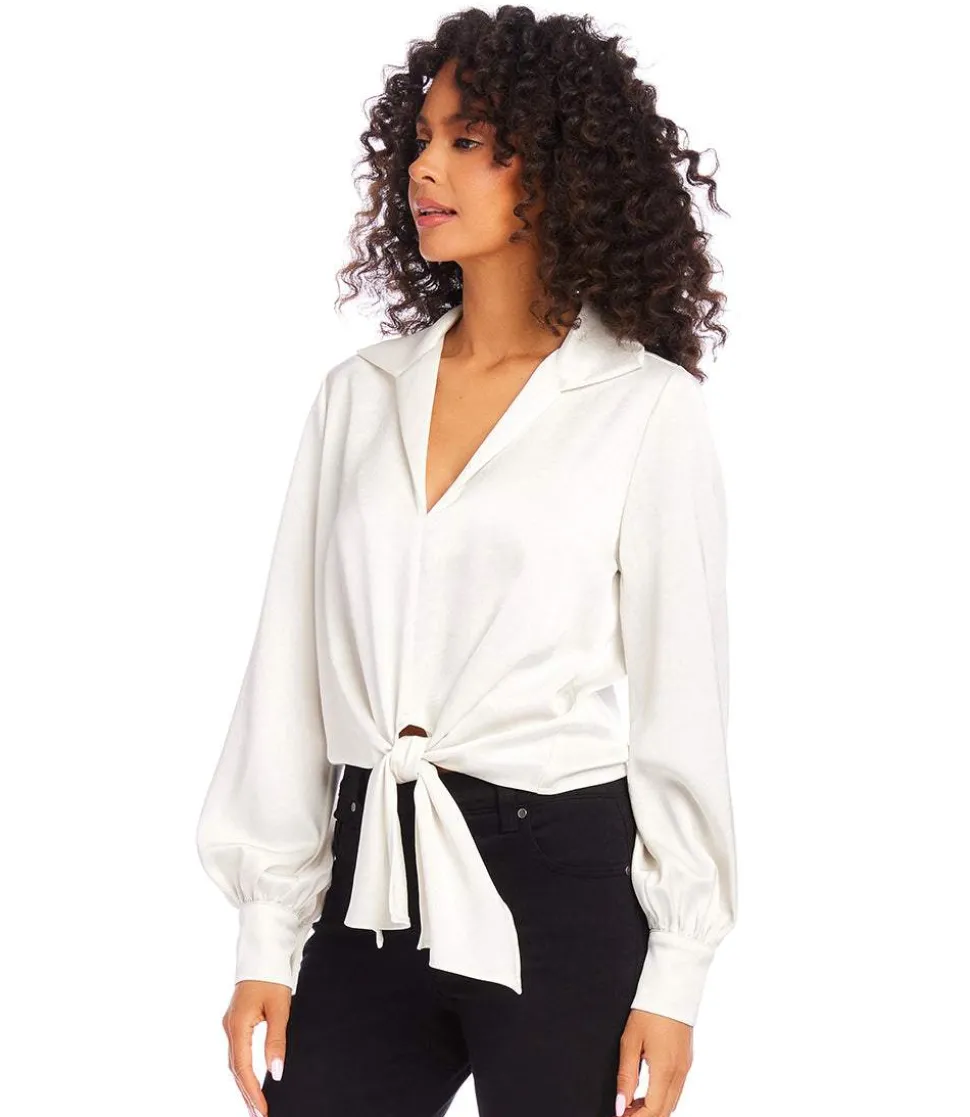 Satin Tie Front Top