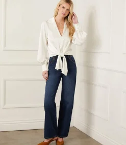Satin Tie Front Top