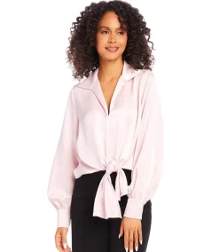 Satin Tie Front Top