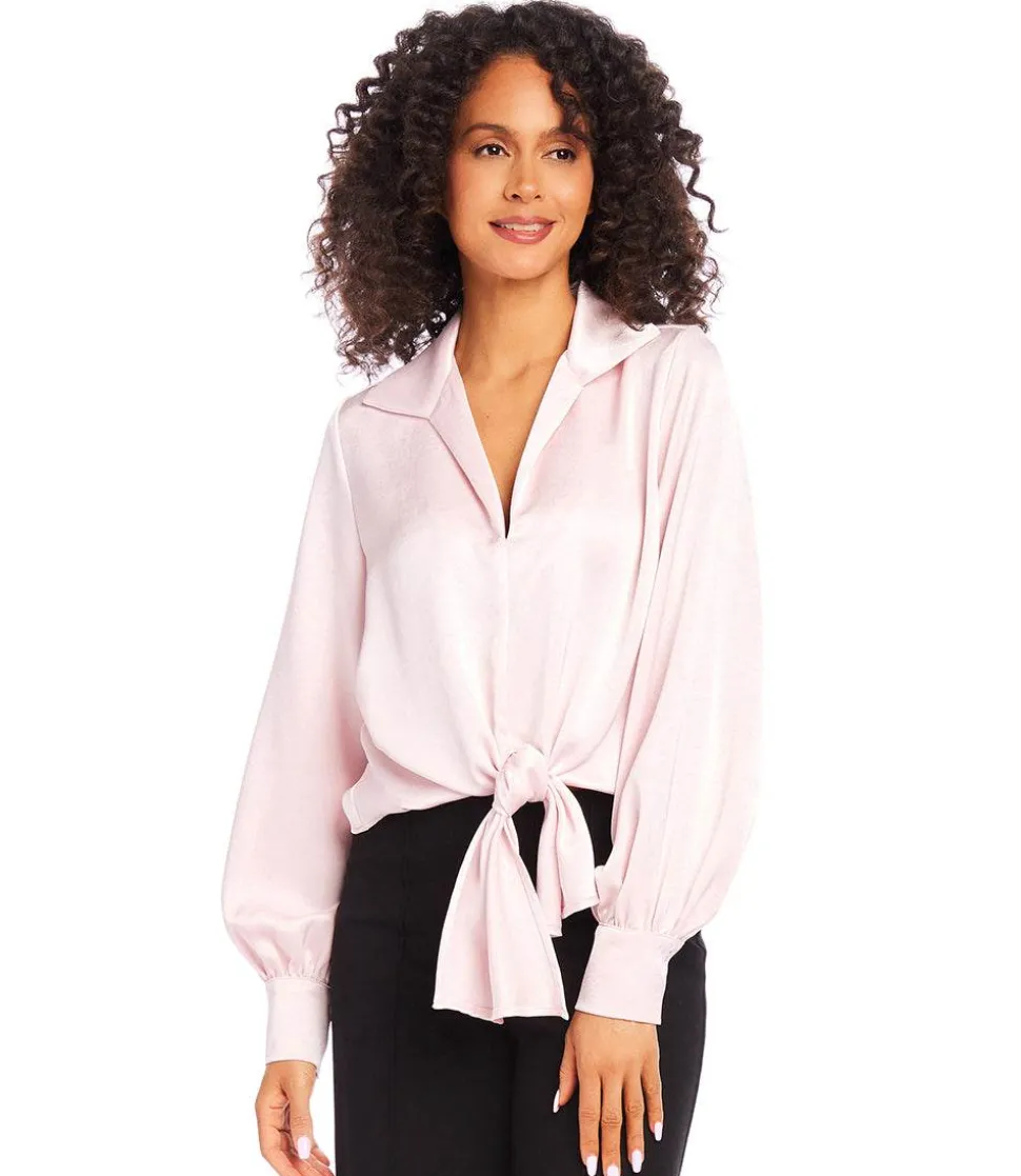 Satin Tie Front Top