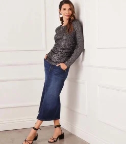 Sequin Side Shirred Top