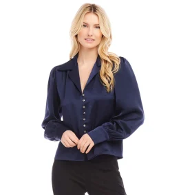 Shirred Satin Blouse