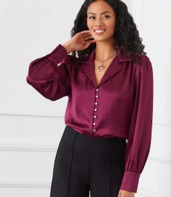 Shirred Satin Blouse