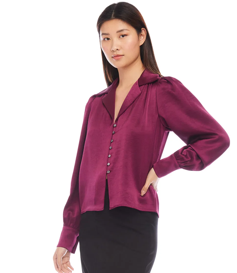 Shirred Satin Blouse