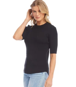 Short Sleeve Ribbed Sweater
