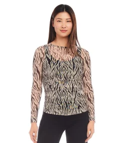 Side Shirred Mesh Top