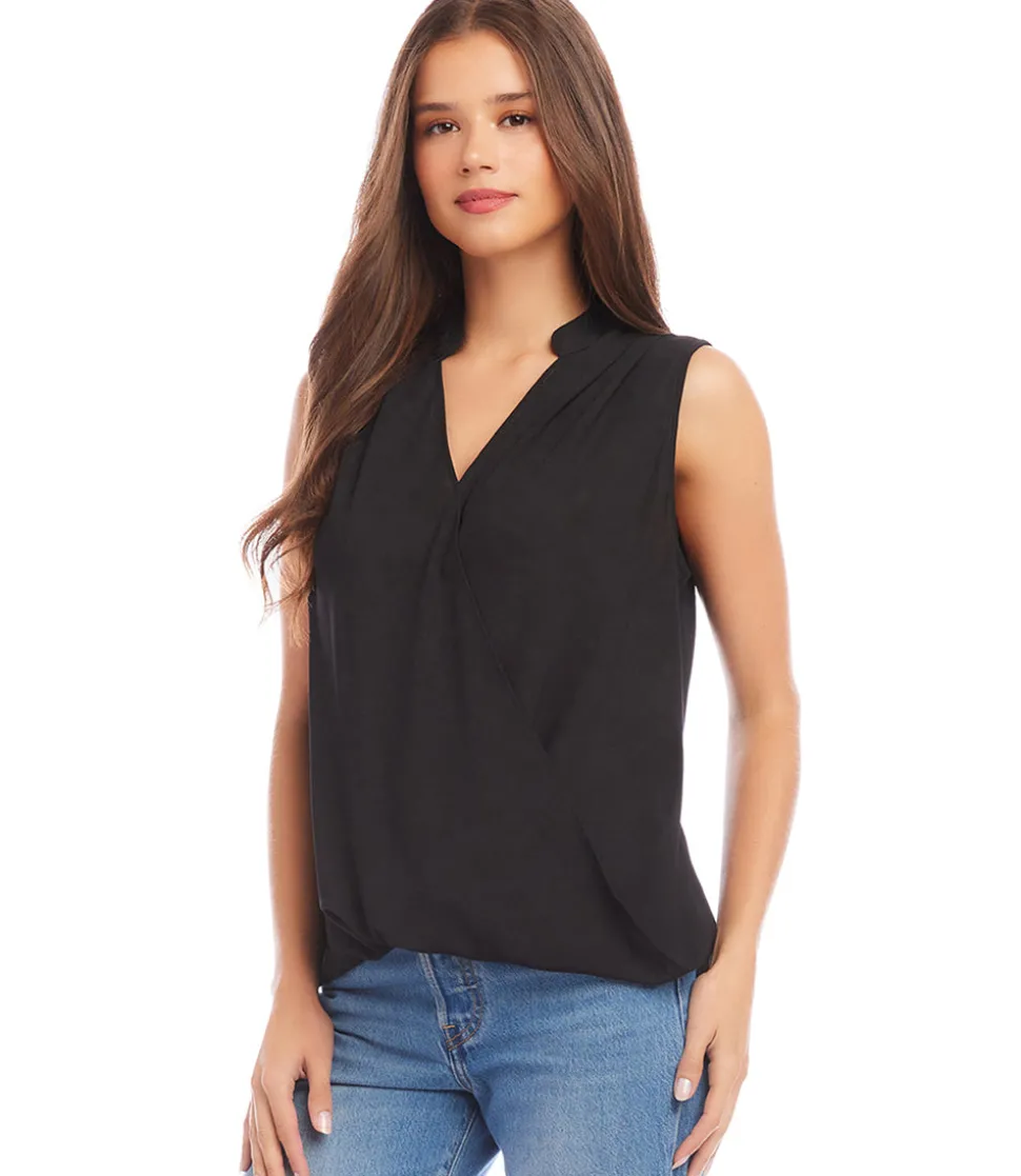 Sleeveless Drape Front Top