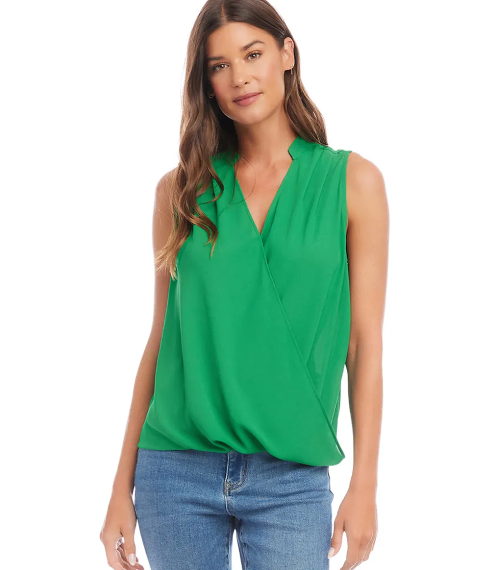 Sleeveless Drape Front Top