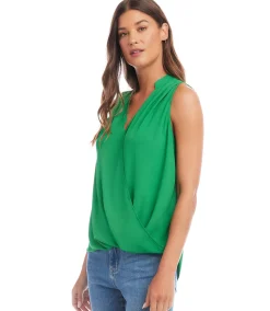 Sleeveless Drape Front Top