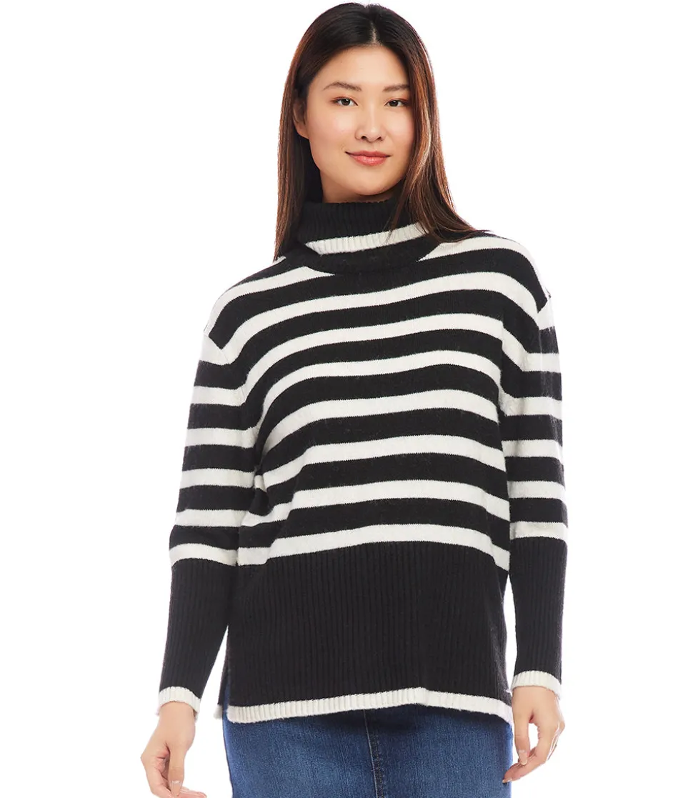Stripe Turtleneck Sweater