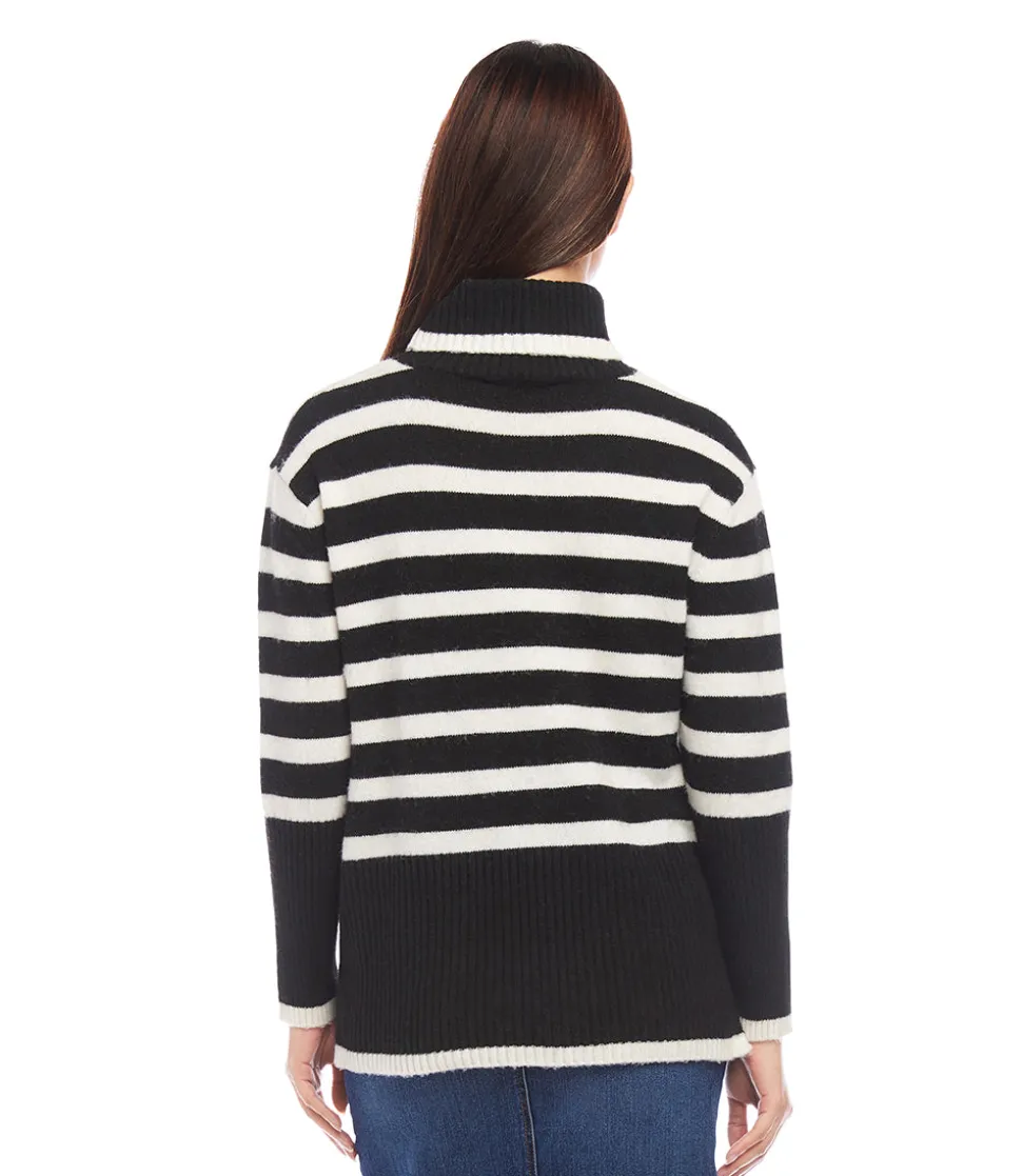 Stripe Turtleneck Sweater