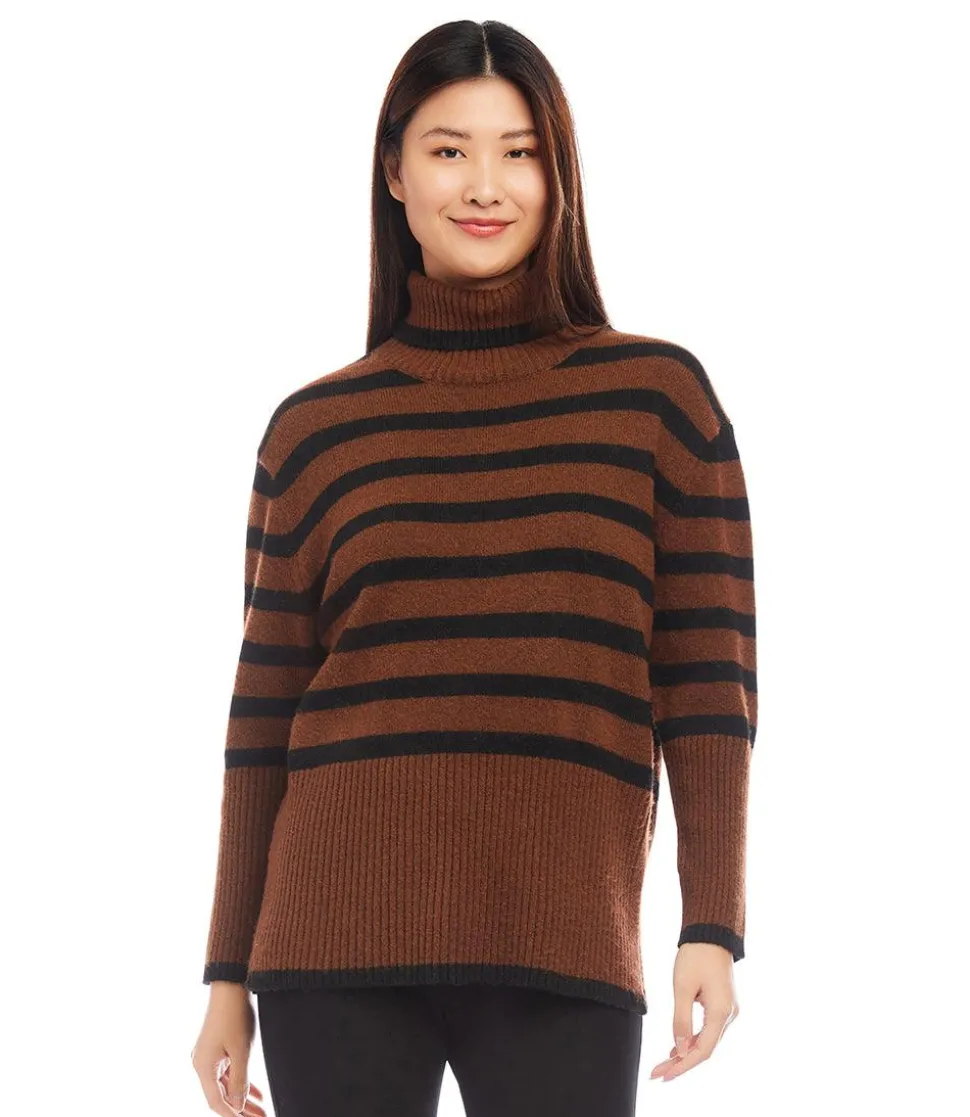 Stripe Turtleneck Sweater