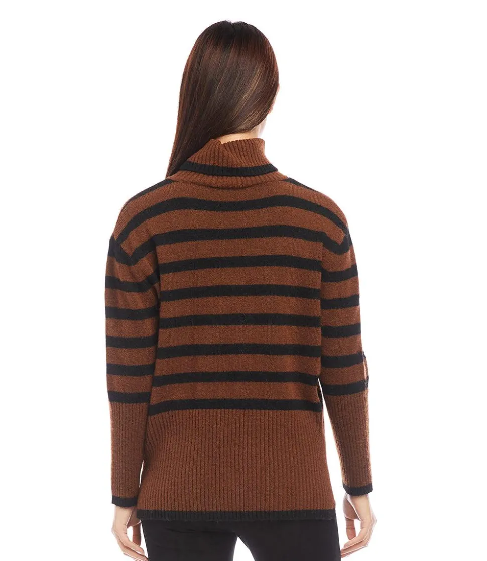 Stripe Turtleneck Sweater