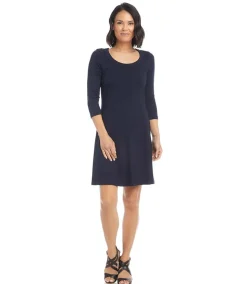 Three Quarter Sleeve A-Line Dress