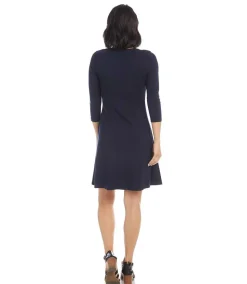 Three Quarter Sleeve A-Line Dress