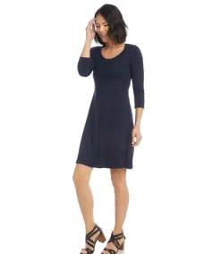 Three Quarter Sleeve A-Line Dress