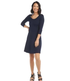 Three Quarter Sleeve A-Line Dress