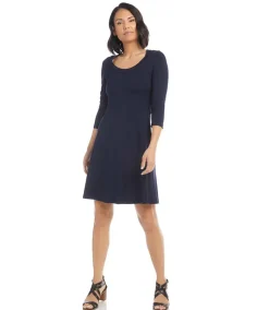 Three Quarter Sleeve A-Line Dress