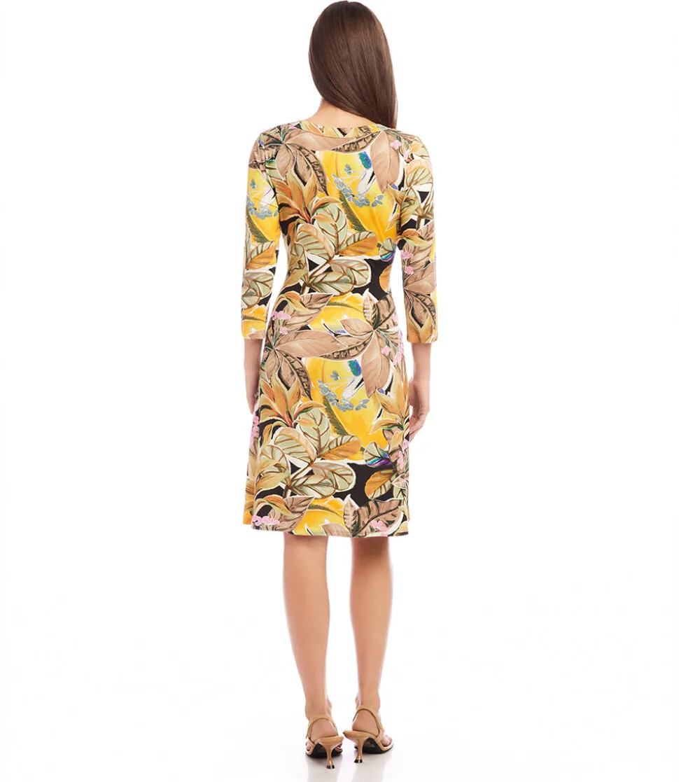 Three Quarter Sleeve A-Line Dress