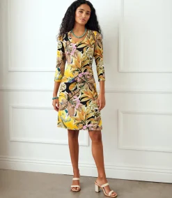 Three Quarter Sleeve A-Line Dress