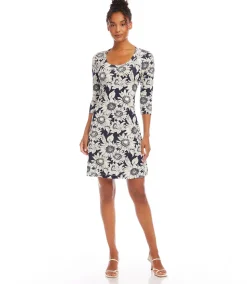 Three Quarter Sleeve A-Line Dress