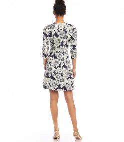 Three Quarter Sleeve A-Line Dress