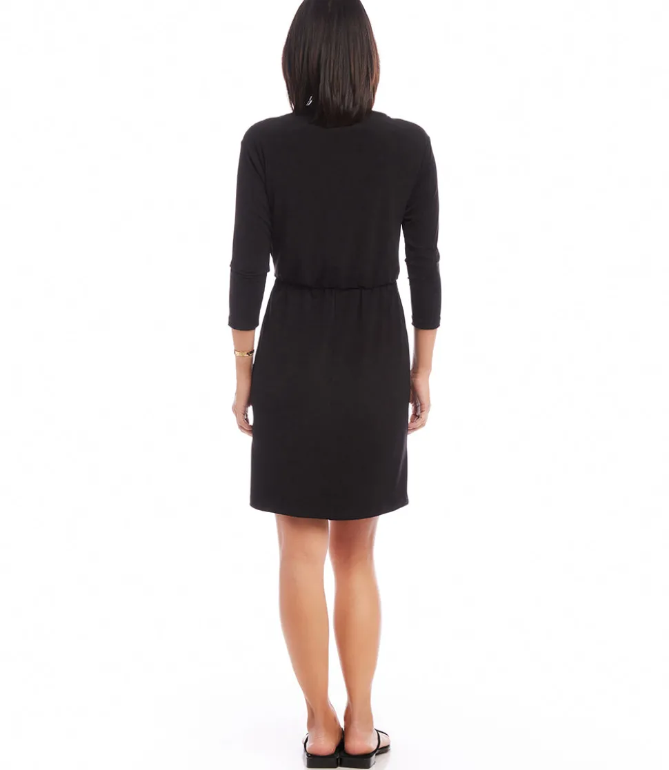Three Quarter Sleeve Tie Waist Travel Dress
