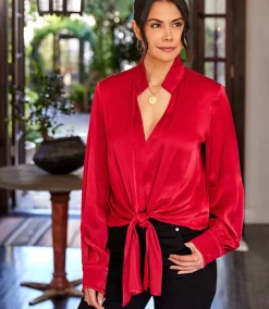 Tie-Front Satin Top