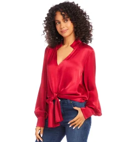 Tie-Front Satin Top