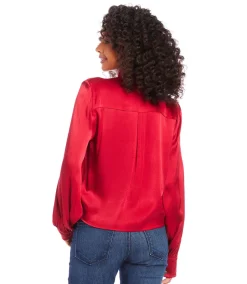 Tie-Front Satin Top