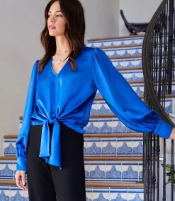 Tie-Front Satin Top