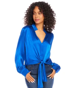 Tie-Front Satin Top