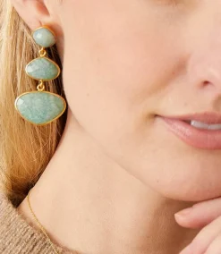 Triple Drop Gemstone Earrings
