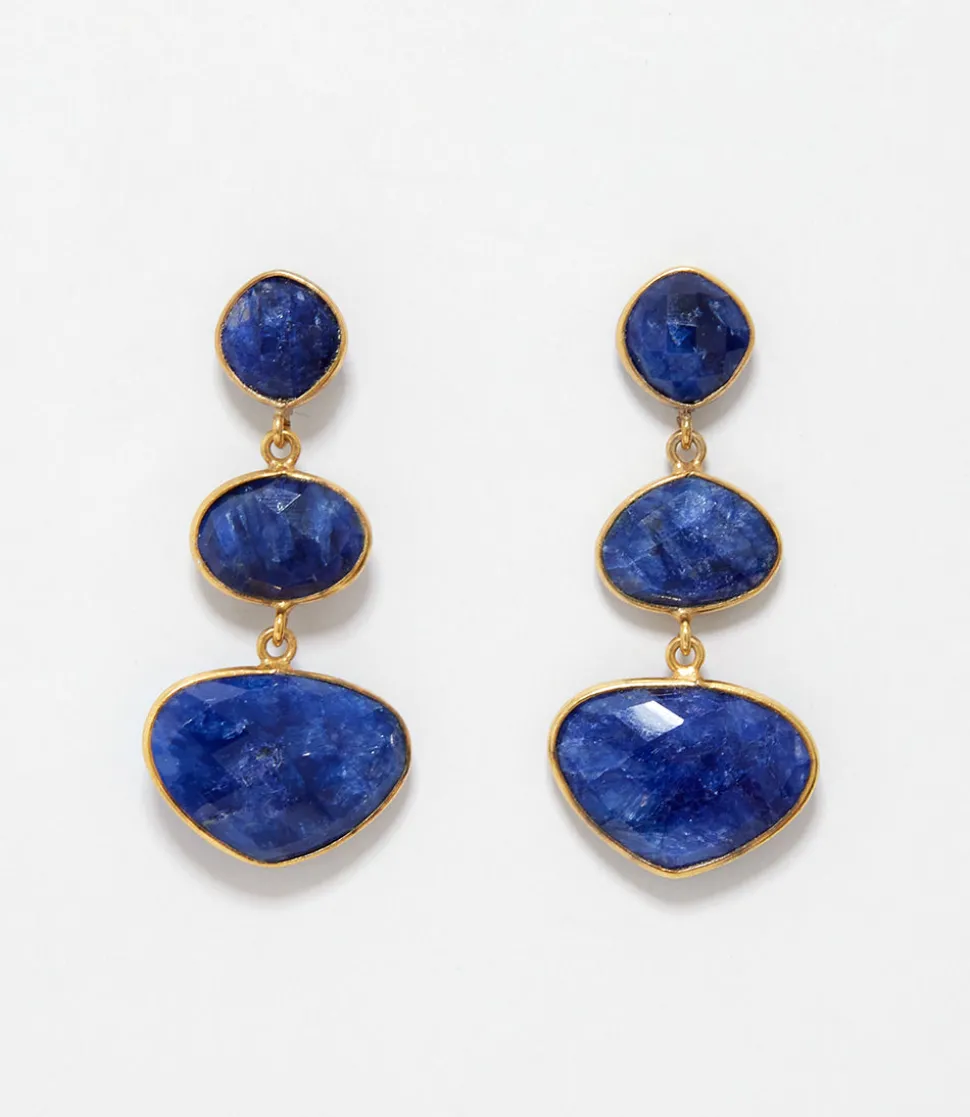 Triple Drop Gemstone Earrings